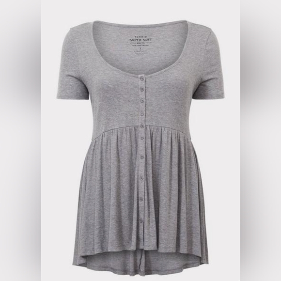 Grey Ribbed Button Babydoll - Picture 4 of 5